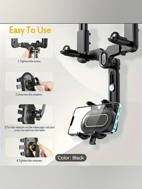 Black Smartphone Rearview Mirror Phone Holder